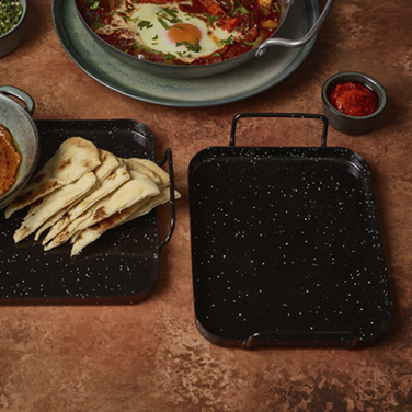 Поднос прямоугольный 25*20 см, эмалированный, черный, GenWare