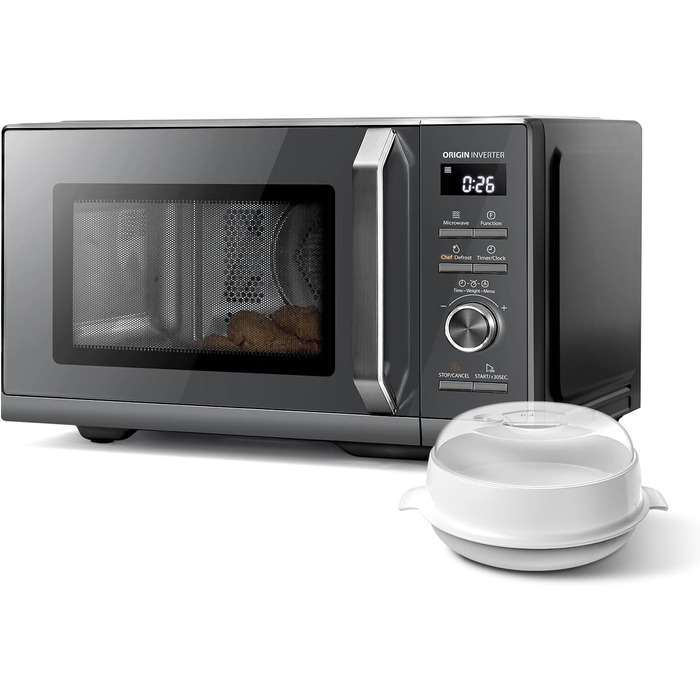 Мікрохвильова піч Toshiba MW3-AG20PE(BK) з грилем, 20 л, 3-в-1, розморожування шеф-кухарем, мікрохвильова піч, гриль, комбінована піч, 5 рівнів потужності, 8 автоматичних програм, легке очищення, чорна (26 л, 6-в-1 аерогриль)