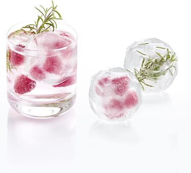 Льодогенератор Westmark Ice Cube Maker Cube форма для льоду з кришкою, для приготування 6 великих кубиків льоду, прозорий/червоний/білий пластик, без BPA, великий (круглий, великий)