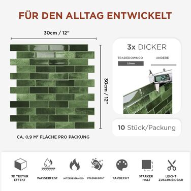 Самоклеящиеся премиальные наклейки для кухни 30 х 30 см TRADEDOWNCO PEEL & STICK TILES