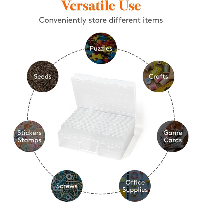 Фоточехол, 18 внутренних держателей для фотографий, прозрачные фотобоксы для хранения, пластиковый органайзер для фотографий для семян, открыток, поделок, наклеек Clear, 10,1 x 15,2