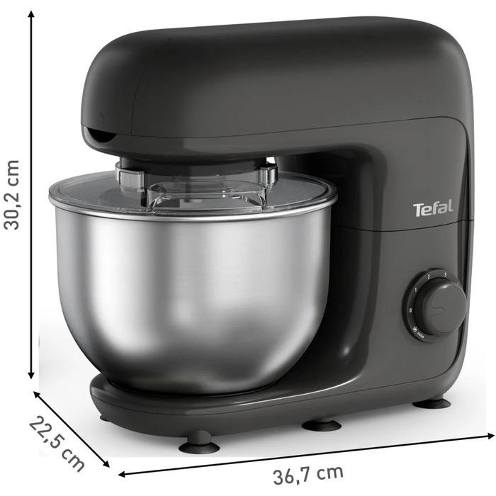 Tefal Кухонна машина Bake Essential 800Вт, чаша-метал, корпус-метал/пластик, насадок-4, чорний