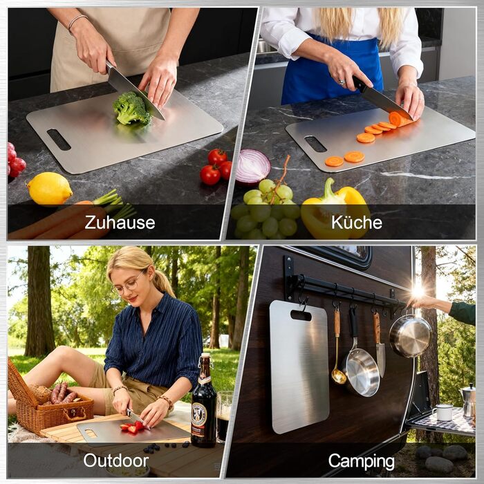 Набор из 3 титановых разделочных досок с губками для очистки Bafeil