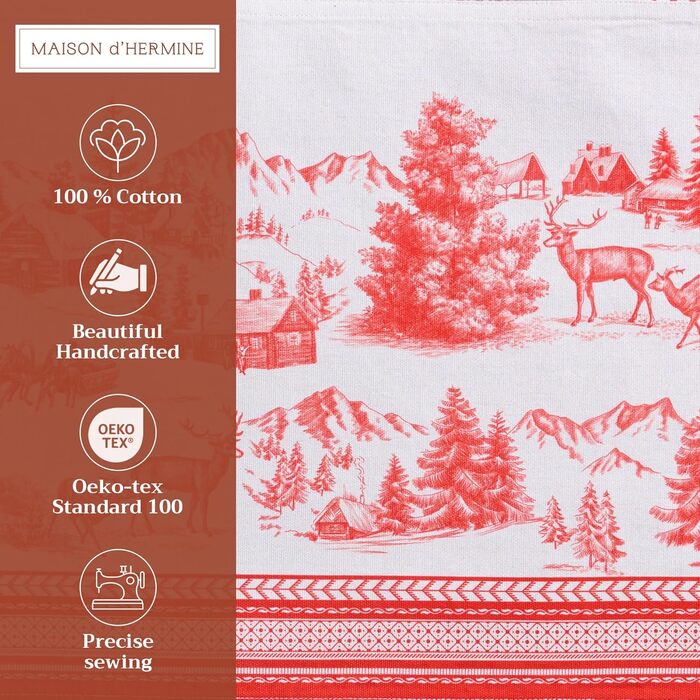 Бавовняні килимки для серветок, набір з 4 шт. , декоративні килимки для серветок, пасхальні килимки, що миються, для свят, вечерь, весни, літа (33 см x 48 см) (25 - Зимова радість), 39Hermine 100