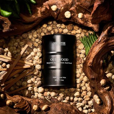 Ароматичні свічки M&SENSE Oud Wood з натурального соєвого воску, 320 г натуральної соєвої свічки для домашнього декору, тривале горіння до 70 годин, класні подарункові свічки для чоловіків і жінок, 320 г Oud Wood