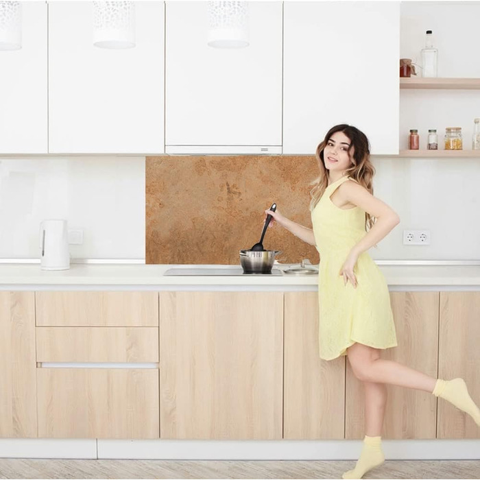 Дизайнерський кухонний фартух з алюмінієвого композиту, кухонний фартух, товщина 3 мм, 60x100 см, (бетонна стіна бежевого кольору)