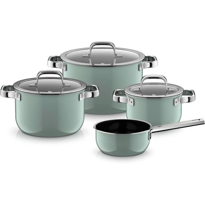 Набір каструль зі скляними кришками, 4 предмети, зелений Fusiontec Mineral Pro WMF