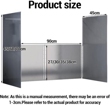 Складаний настінний кухонний бризкозахисний екран, кухонна пластина для бризок, захист від бризок з антипригарним покриттям, легко миється, для щоденного приготування їжі (чотирисекційний складний (бічне всмоктування), 90*38*70*45 см)