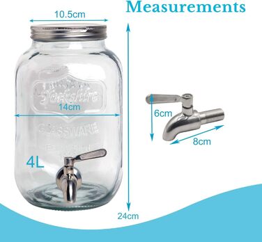 Диспенсер для напитков стеклянный 4 л INTIRILIFE