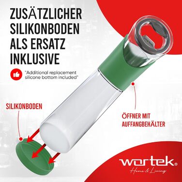 Відкривачка для пляшок з контейнером для кришечок зелена wortek