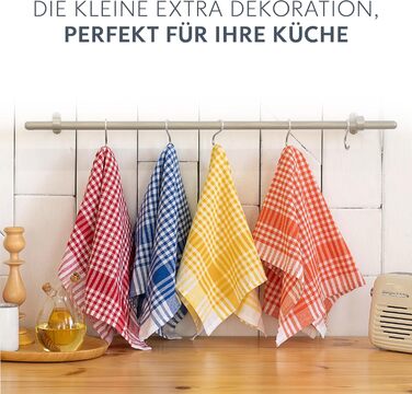 Набір кухонних рушників Twinzee з картатою бавовною 0 Oeko-TEX - 67 x 47 см - Кухонні рушники в ретро-шикарному стилі - Рушники для посуду та чаю - 2 синіх, 2 червоних, 2 зелених, 2 жовтих рушники (різнокольорові, 5)