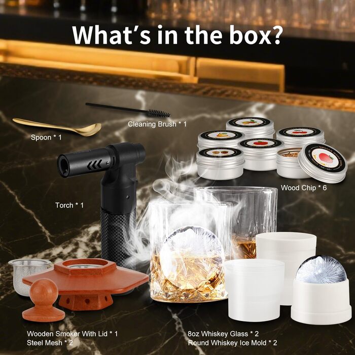 Набор для копчения коктейлей с 8 вкусами деревянной щепы PIPITA