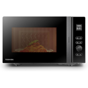 Мікрохвильова піч Toshiba MW3-AG20PE(BK) з грилем 20 л 3-в-1, розморожування шеф-кухаря, мікрохвильова піч, гриль, комбінована піч, 5 рівнів потужності, 8 автоматичних програм, легке очищення, чорний колір (20 л Solo Digital)