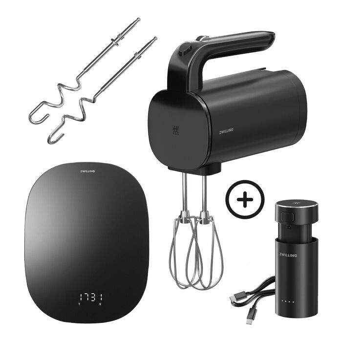 Бездротовий ручний міксер з цифровими кухонними вагами, набір з 4 предметів, чорний Zwilling