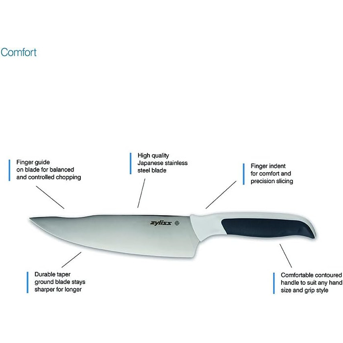 Набір ножових блоків Zyliss E920263 Comfort 7 шт., японська нержавіюча сталь, темно-сіра/біла ручка, блок ножів з 6 ножами та 1 ножицями, можна мити в посудомийній машині, гарантія 5 років