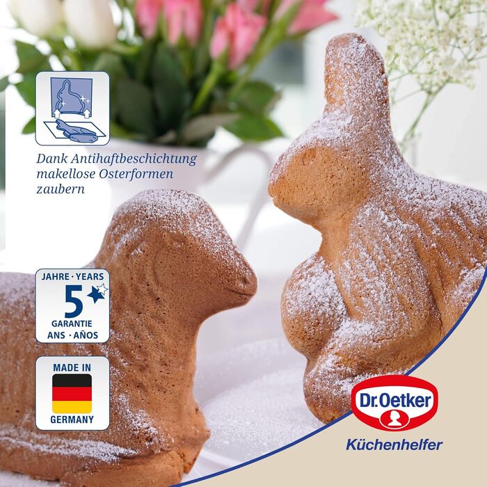 Набір з 2 форм для пасхальної випічки, ягня та кролик Golden Easter Dr. Oetker