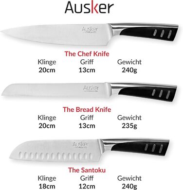 Набор ножей из нержавеющей стали с самозатачивающимся блоком Ausker