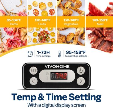 Дегідратор на 5 полиць 400 Вт, чорний VIVOHOME
