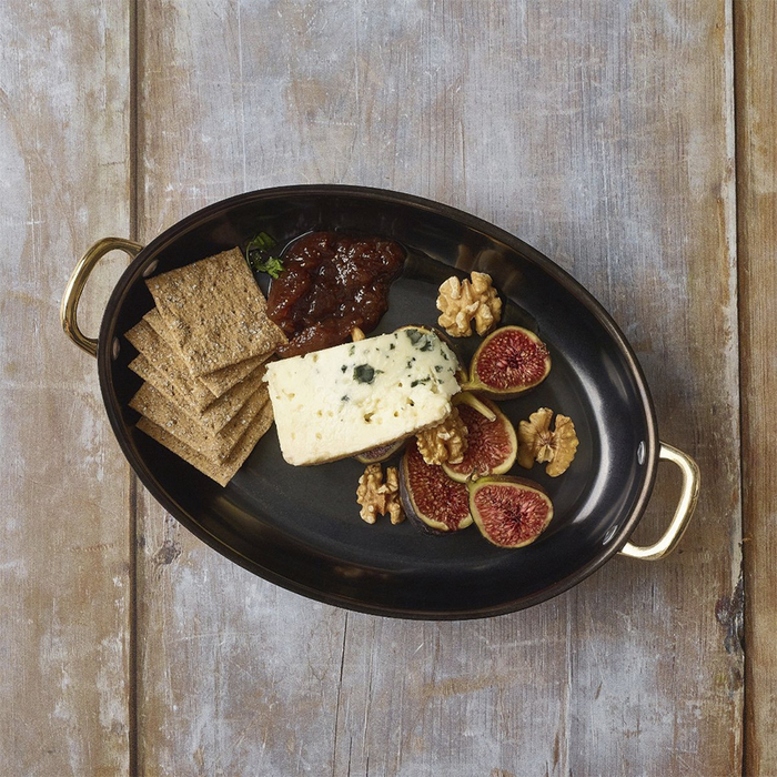 Сковорода для подачі 24.5*17.5 см, 1000 мл, овальна, металева, Black Vintage Steel, GenWare