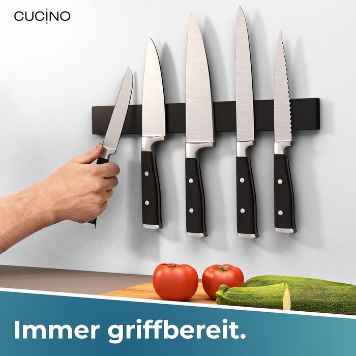 Магнітний тримач для ножів настінний 40 см, чорний CUCINO