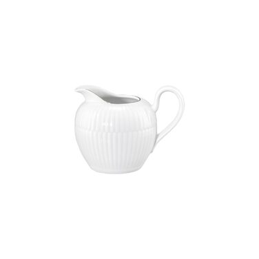 Глечик для молока Seltmann Weiden Amina Глечик для молока та вершків Великий глечик з дрібним рельєфним візерунком Порцеляна, можна мити в посудомийній машині (Білий із золотим обідком, 290 мл)