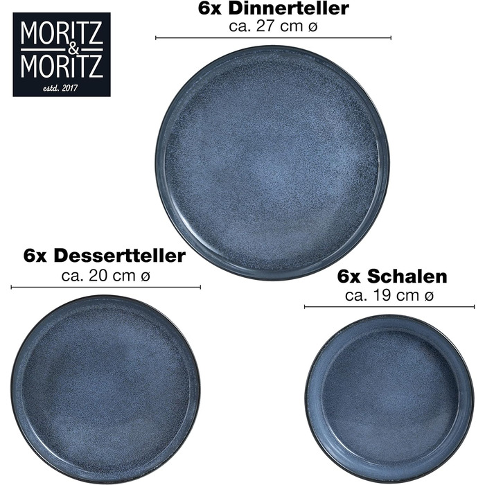 Набір посуду Moritz & Moritz VIDA з 18 предметів 6 осіб Елегантний набір тарілок з високоякісної порцеляни посуд, що складається з 6 обідніх тарілок, 6 десертних тарілок, 6 тарілок для супу набір посуду з 18 предметів