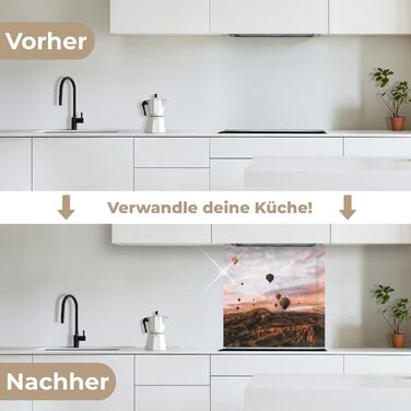 Кухонний фартух 60x80 см Самоклеючий захисний екран для кухні Кухонний фартух Кухонні фасади Кухонні фартухи Кухонна стіна Вода - Пейзаж - (Пейзаж - Повітряна куля, 80 x 80 см)