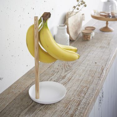 Підставка для бананів Yamazaki 2411 TOSCA, біла, сталь/дерево, мінімалістичний дизайн