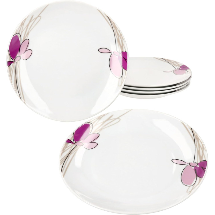 Набір із 6 тарілок з квітковим декором MamboCat