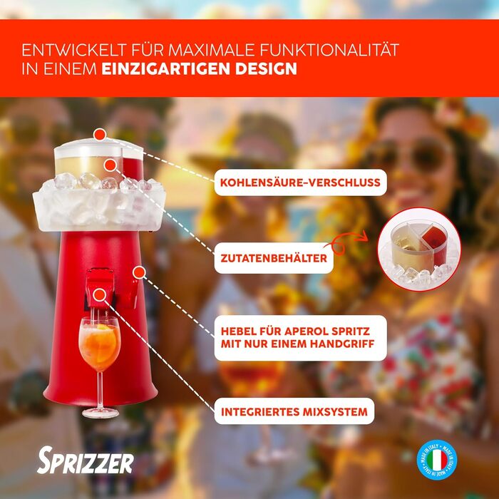 Диспенсер и миксер 3 л красный Sprizzer