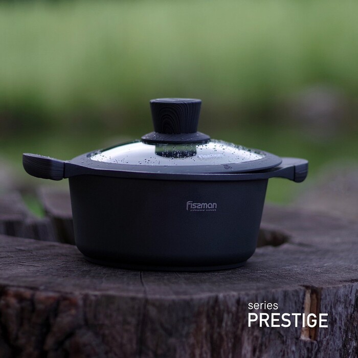 Каструля Fissman PRESTIGE 24x11,5 см / 4,3 л зі скляною кришкою (5042)