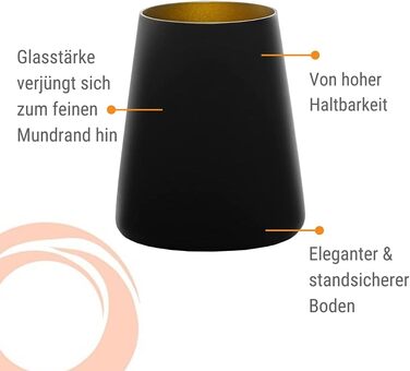 Набір склянок 380 мл, 6 предметів, чорний/золотистий Power Stölzle Lausitz