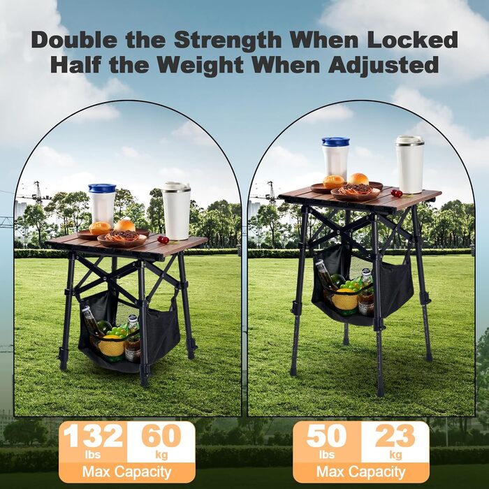 Складной алюминиевый стол с регулируемой высотой и сумкой для хранения Odoland