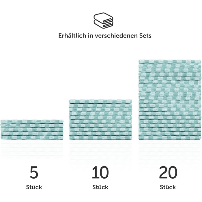 Кухонні рушники бавовняні 50 x 70 см, набір 5 предметів, м'ятно-зелені Blumtal
