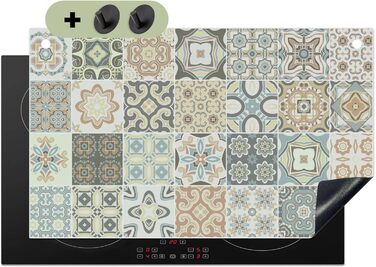 Фартух для плити, кухонний фартух, вініл, 78x52 см, декор для кухні, облицювання стіни, кришка плити - сіро-чорна (зразок - плитка, 51,5Д x 83Ш см)