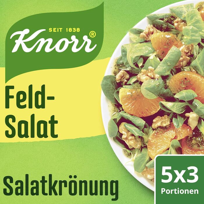 Заправка для салату Knorr з кроповими травами для смачної заправки для салату з натуральними інгредієнтами* 5 x 3 порції 15 шматочків кропових трав (салат баранячий, 15 x 5 x 8 г)