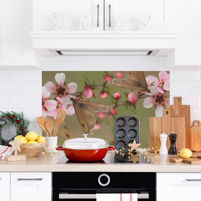 Дизайнерський кухонний фартух з алюмінієвого композиту, кухонний фартух, товщина 3 мм, 60x100 см, (квітуча вишня)