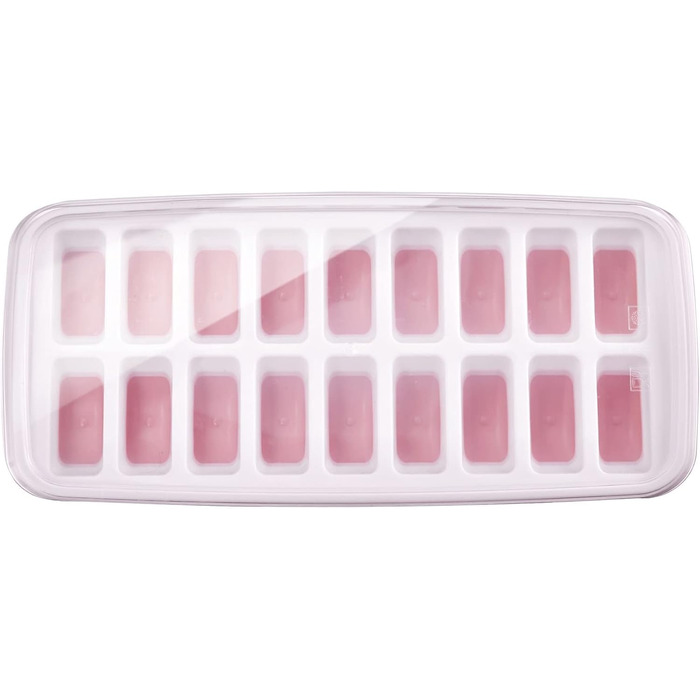 Льодогенератор Westmark Ice Cube Maker Cube форма для льоду з кришкою, для приготування 6 великих кубиків льоду, прозорий/червоний/білий пластик, без BPA, великий (напівкруглий, маленький)