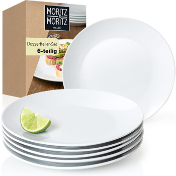 Набор посуды на 6 персон современный - изготовлен из высококачественного фарфора в классическом белом цвете - состоит из 6 обеденных тарелок, 6 десертных тарелок и 6 мисок (6 тарелок для завтрака), 18 шт., - Mness aptieka