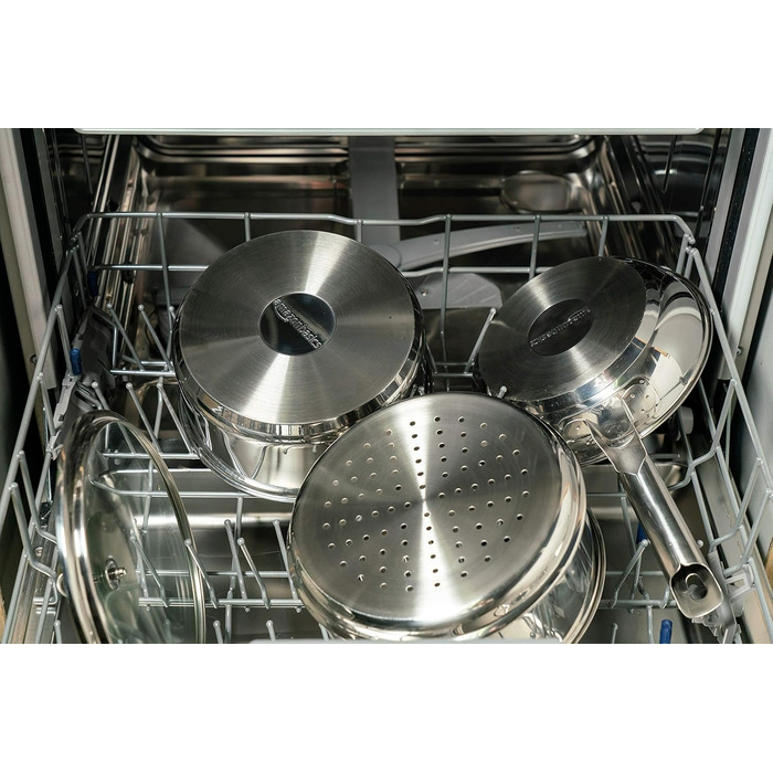 Набір посуду Kitchen-Profi Basics з 11 предметів з нержавіючої сталі, безпечний для індукції, з кришками, сріблястий