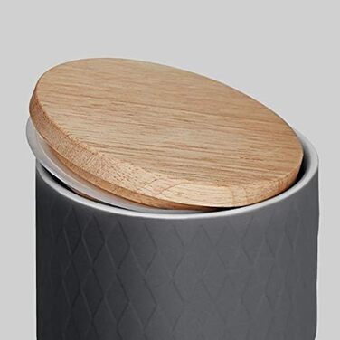 Керамічні банки для зберігання SPRINGLANE з дерев'яними кришками сірі, гумові дерев'яні кришки, ящики для зберігання, ящики для зберігання продуктів (4 шт. Комплект (сірий)