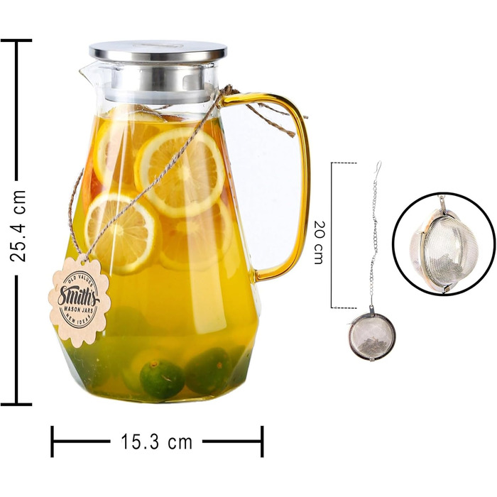 Скляний глечик для напоїв 1,8 л Smiths Mason Jars