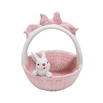 Керамическая миска в форме пасхальной корзины с милым зайчиком soulnioi