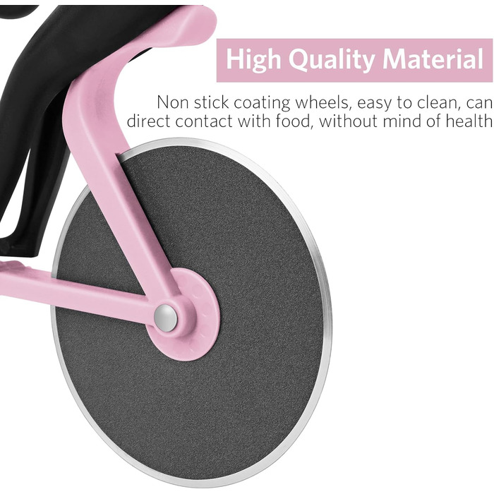 Резак для пиццы в виде велосипедиста с подставкой, розовый KUONIIY