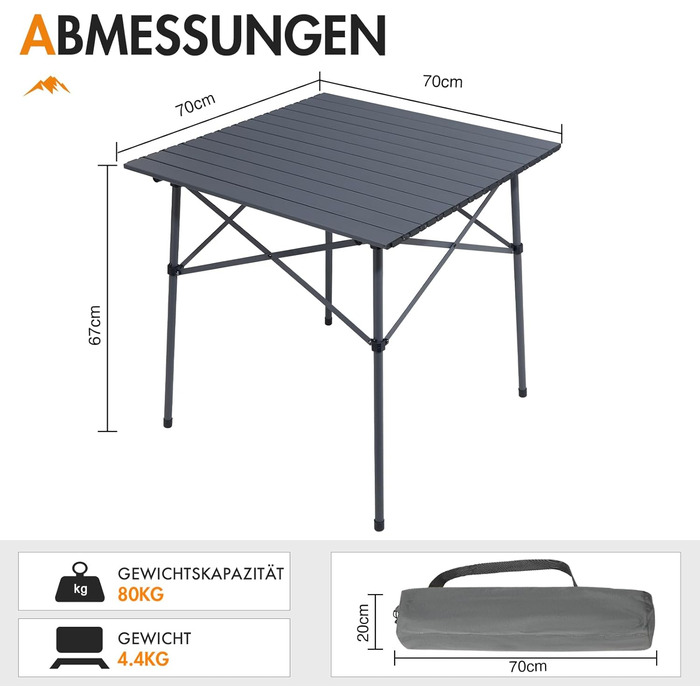 Складной кемпинговый стол темно-серый Portal