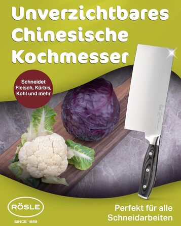 Китайський кухарський ніж 18 см Wolfgrey Rosle