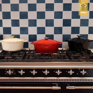 Чавунна жаровня 3,5 л з кришкою 24 см, чорна Chefarone