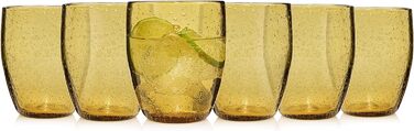 Набір склянок для пиття Singer Набір скляних склянок Porto з 6 предметів для 6 осіб, склянка для води, різнокольорова, унікальна нарізка, повсякденний, сімейна вечеря, офіс, набір склянок для соку на відкритому повітрі 310 мл (лондонський бурштин 6 шт.)