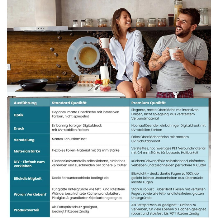 Самоклеючий кухонний фартух - матовий, преміальна бризкозахисна плівка 0,4 мм як доступна альтернатива склу, легке встановлення та очищення - висота 60 см - Дизайн Світло-сірий мармур 180 x 60 см (кавово-коричневий, Ш 280 см x В 60 см, 0,2 мм)