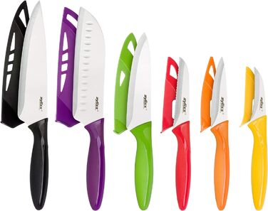Набор ножей Zyliss E72404 3 шт., 9 см / 10 см / 14 см, зеленый / красный / фиолетовый, набор кухонных ножей Универсальный нож / нож для очистки овощей / нож для очистки овощей, гарантия 5 лет (набор из 6 ножей)